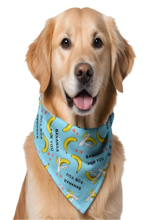 دبليو وشاح كلاب قطني ممزوج بنقشة الموز | هذا الوشاح الرائع مثالي لنزهاتك اليومية. مقاس واحد يناسب الجميع | لون أزرق، قطعة واحدة - Image 1